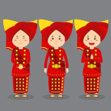 West Sumatra Character with Various Expression Stock Illustration