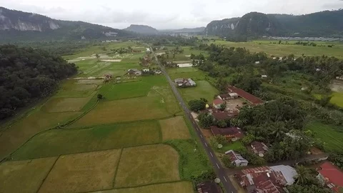West Sumatra Lush Valley, Fly Backward Stock Footage 72974751