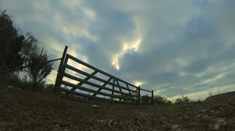West Texas Clouds - Ranch Gate Stock Footage 12709214