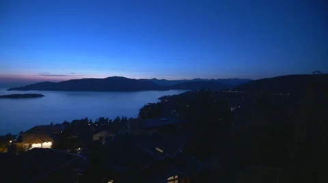 West Vancouver - Looking towards passage Island, Bowen at night Stock Footage
