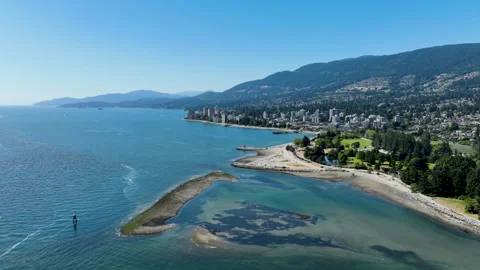 West Vancouver Waterfront Hyperlapse at Ambleside Park with North Shore Mou.. Stock Footage 329400083