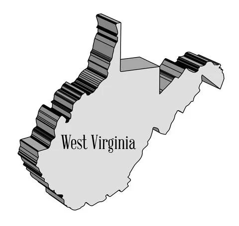 West Virginia 3D Outline Map Stock Illustration