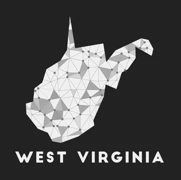 West Virginia - communication network map of us state. West Virginia trendy.. Illustrazione stock