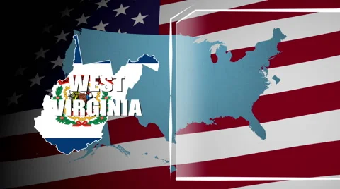 West Virginia Countered Flag and Information Panel Stock Footage 66775704