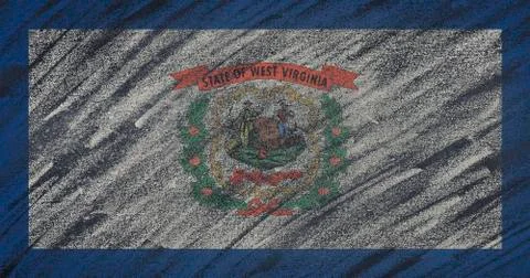 West Virginia flag painted with colored chalk on a blackboard. Stock Illustration