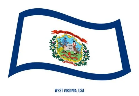 West Virginia Flag Waving Vector Illustration on White Background. Stock Illustration