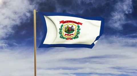 West virginia flag waving in the wind. Green screen, alpha matte. Loopable Video stock 48208708