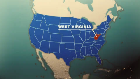 West Virginia Map Highlight USA 3D Political Globe Animation Stock Footage 314062928