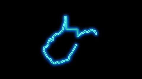 West Virginia Map Outline Neon Lights Stock Footage 332891790