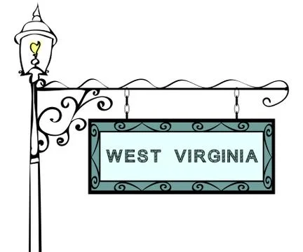 West Virginia retro pointer lamppost Illustrazione stock