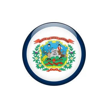West Virginia Round Circle Button Flag of the US States Vector Template Illustrazione stock