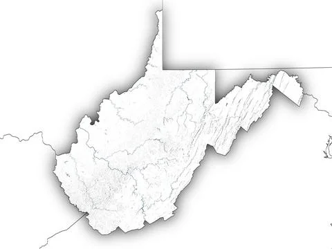 West Virginia shape with state borders, white map イラスト素材