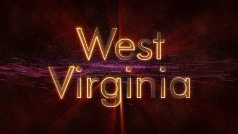 West Virginia - Shiny looping state name text animation Video stock 99580985