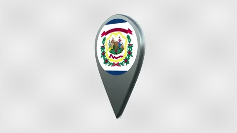 West Virginia State Flag Location Map Marker Pin With Alpha Channel Looped Stock Footage 239463256