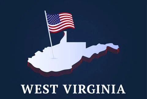 West virginia state Isometric map and USA national flag 3D isometric shape of Stock Illustration
