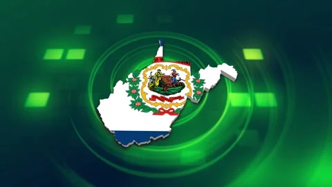 West Virginia State Map and Flag Background Stock Footage 344649529