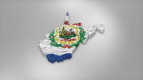 West Virginia State Map with Flag Intro Background Stock Footage 315167441