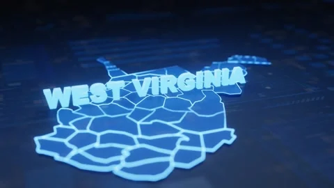 West Virginia State Map Geographic Outline Stock Footage 344749080