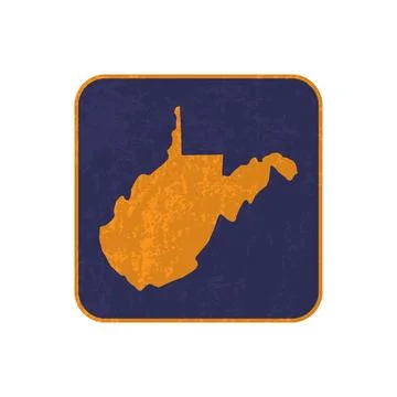 West Virginia state map square with grunge texture. Vector illustration. Illustrazione stock