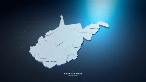 West Virginia USA state map with glowing tech digital network style Stock Footage 340614239