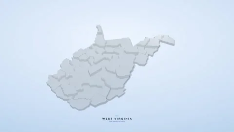 West Virginia USA state map 3D animation seamless loop Vídeos de archivo 341068223