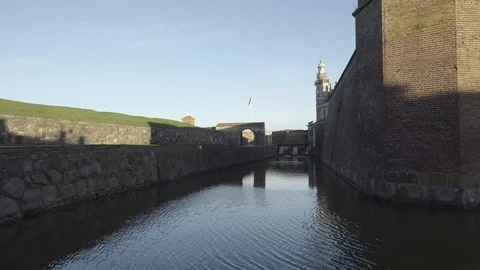 West Wall and Moat, Kronborg Castle, Helsingor (Elsinore), Denmark Stock Footage 106241471