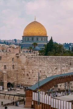 West Wall in Jerusalem with a view of the Dome of the Rock Stock Photos