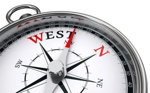 West word indicated by compass Stock Illustration