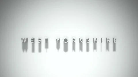 WEST YORKSHIRE 3D title animation with shadows on a white background Stock Footage 296777902