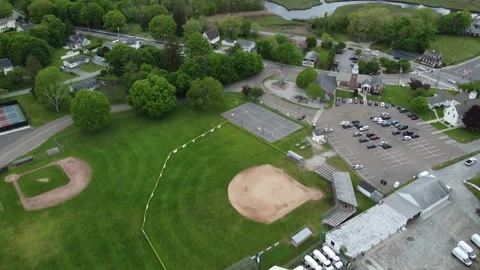 Westbrook Baseball Fields with a view of Westbrook center Video stock 283752467