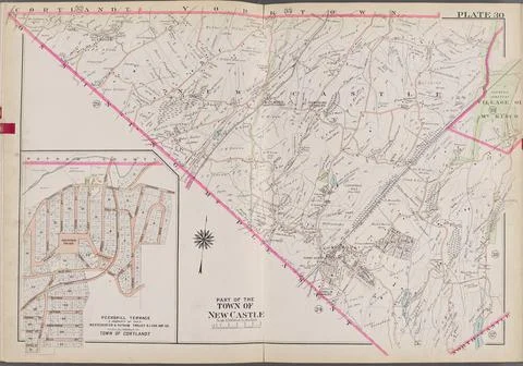 Westchester, V. 2, Double Page Plate No. 30 Map bounded by Cortlandt York ... Stock Photos