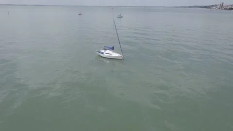 Westcliff On Sea - Camera flies over the yacht over the mast Vídeos de archivo 159092876