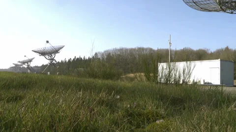 Westerbork radio telescope array slider shot Stock Footage 36631121