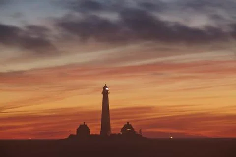 Westerhever (Germany) - Lighthouse in the evening Stock Photos