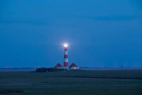 Westerhever - lighthouse in the evening Stock Photos