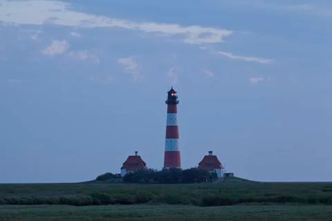 Westerhever - lighthouse in the evening Stock Photos
