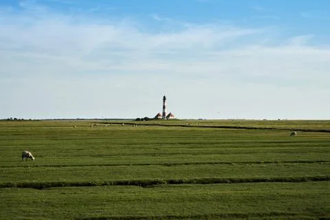 Westerhever lighthouse Stock Photos
