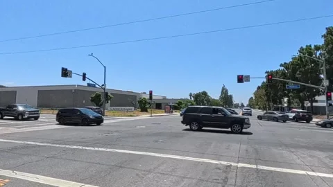 Western and Chapman Avenue Intersection Near Garden Grove Chemical Incident Area Stock Footage 312962336