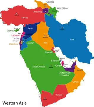 Western Asia map Stock Illustration