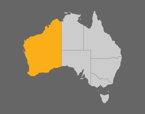 Western Australia highlight map on gray background Stock Illustration