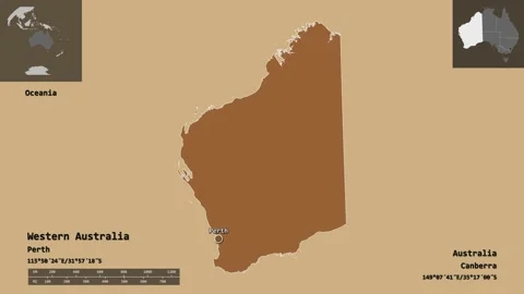 Western Australia location. Australia. Solid patterned map Stock Footage 134617927