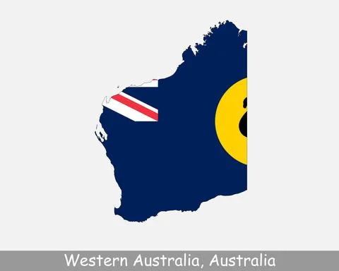 Western Australia Map Flag Stock Illustration