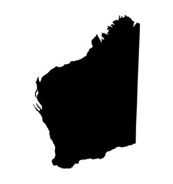 Western Australia map silhouette  vector isolated on white Illustrazione stock