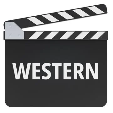 Western concept with clapperboard. 3D rendering Stock Illustration
