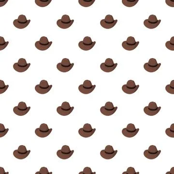 Western cowboy hat repeating pattern on white background Stock Illustration