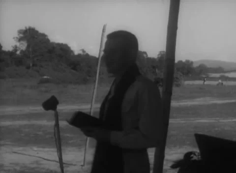 WESTERN EUROPE - 1944: Field reader - Reader speaks at field microphone Stock Footage 344491607