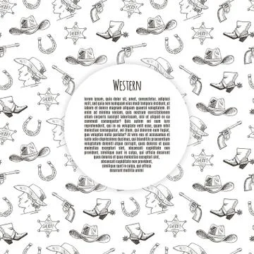 Western hand draw sketch vector set. Illustrazione stock