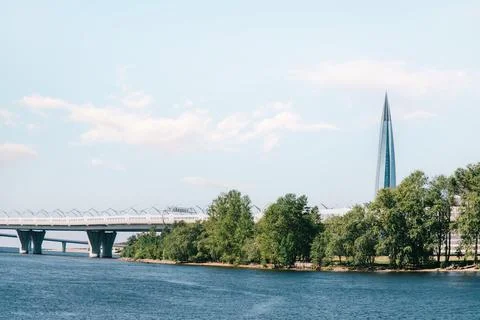 Western High Speed Diameter and Lakhta Center. Stock Photos