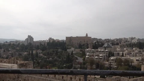 Western Jerusalem Panorama from Tower of David Stock Footage 122520591