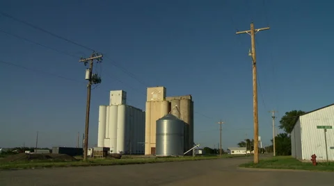 Western Kansas Grain Elevators 3 Stock Footage 40577994